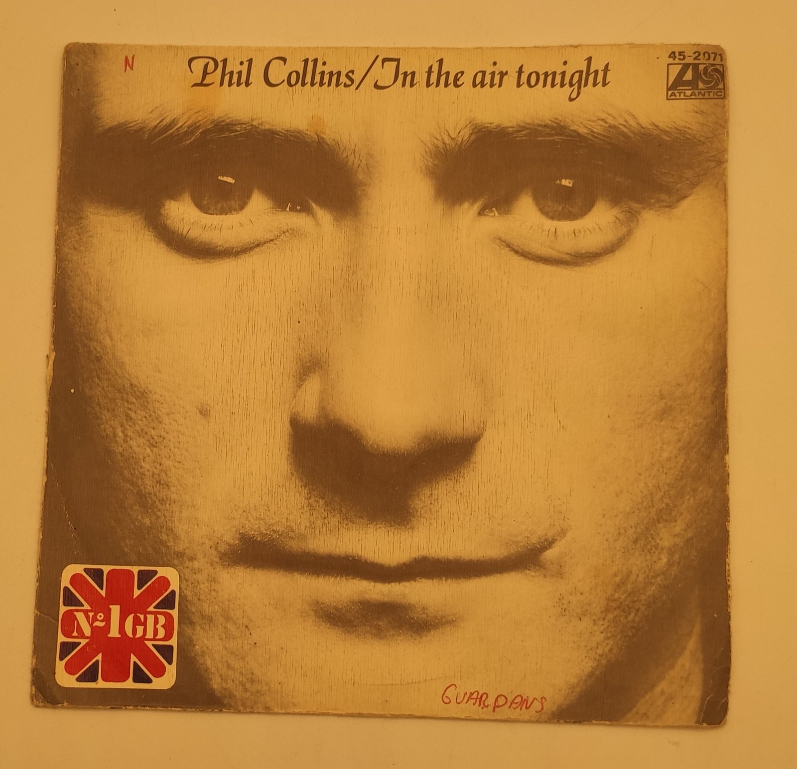Vinilo de 7 pulgadas de Phil Collins que contiene ”in the air tonight”