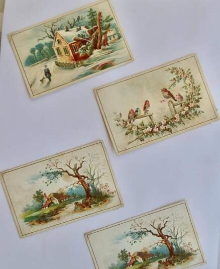 4 interesantes tarjetas - 6,5 x 10 cm